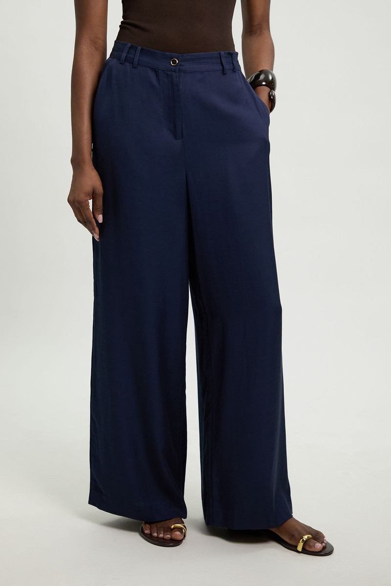 KAREN MILLEN Premium Viscose Linen Woven Straight Leg Trouser outlook