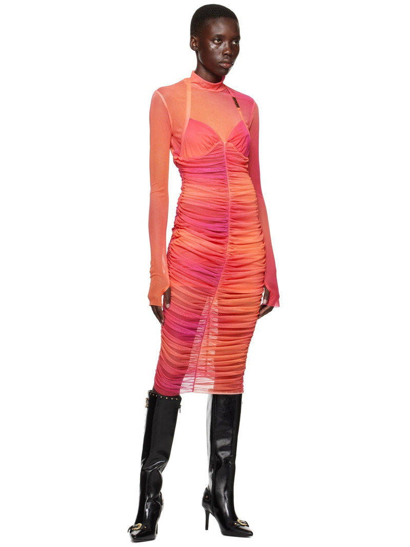 VERSACE JEANS COUTURE Pink Ruched Midi Dress outlook