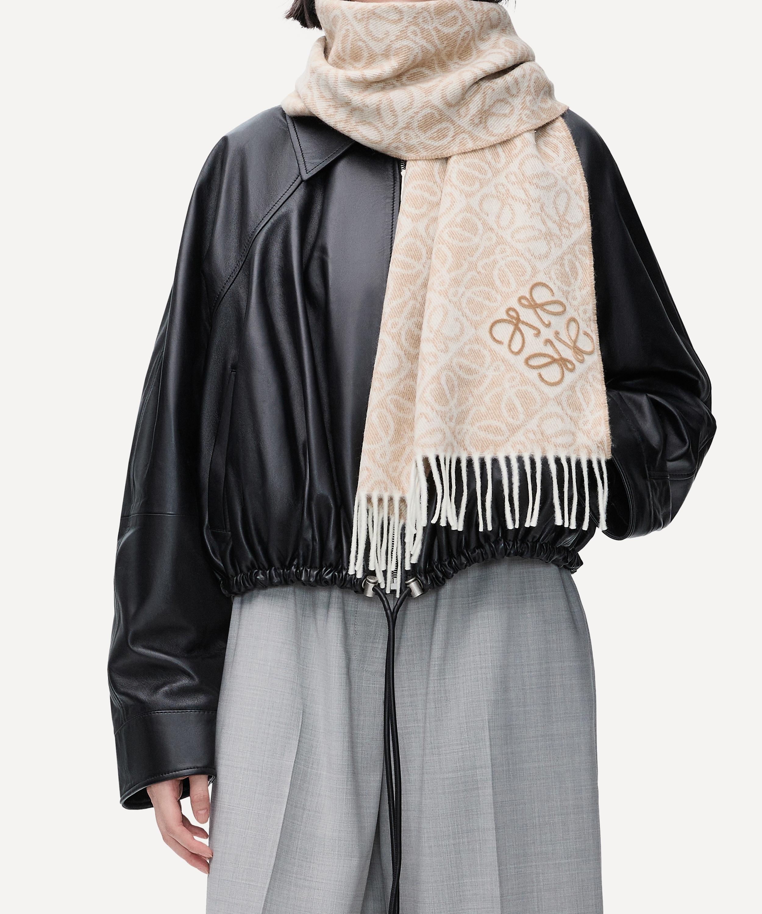 Beige Anagram Wool-Blend Scarf - 4