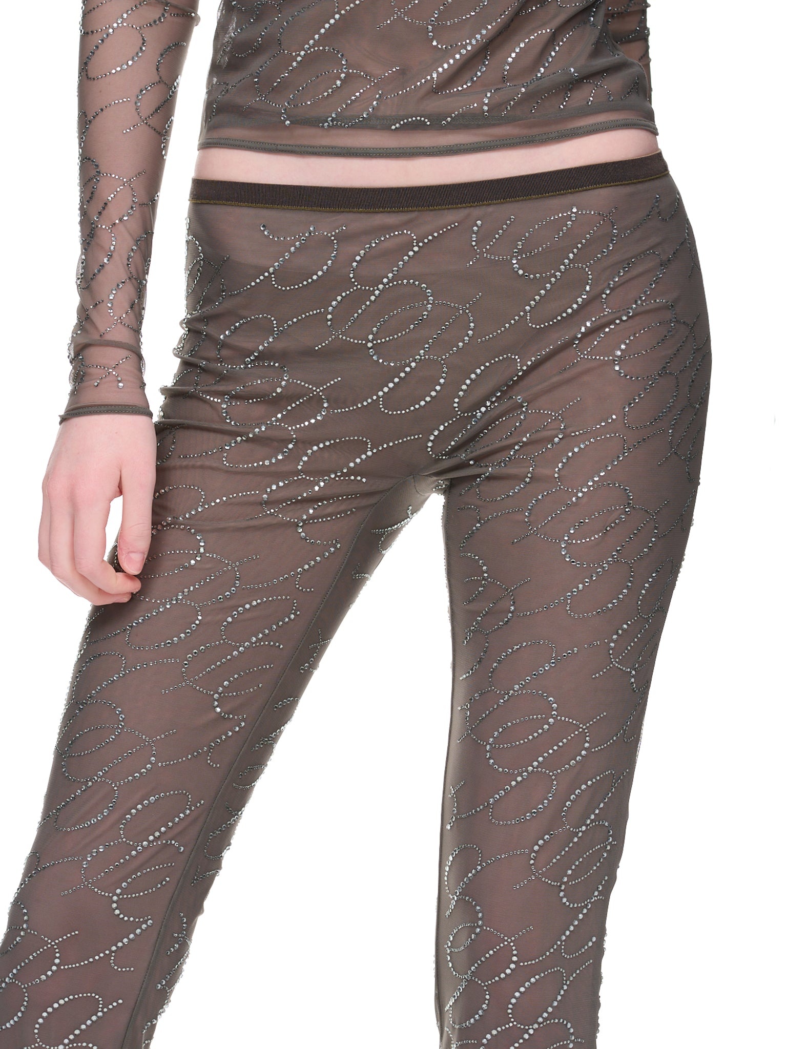 Rhinestone Logo Pants - 4