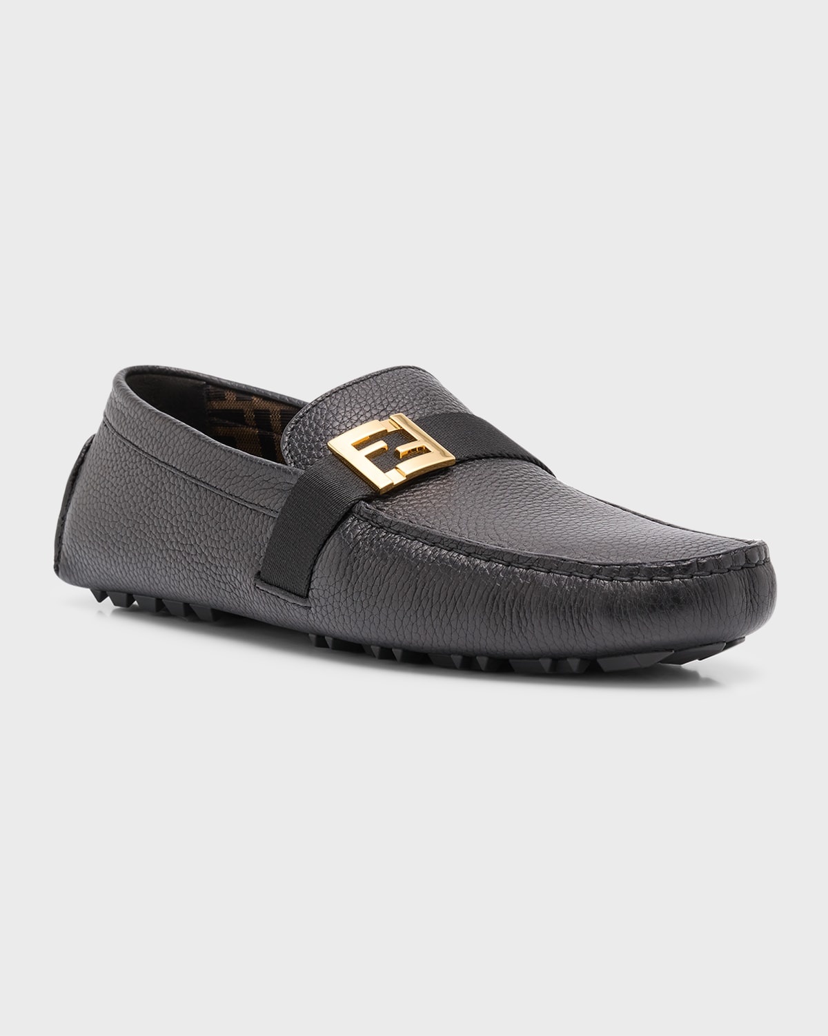 Men's FF-Buckle Leather Driving Shoes - 3