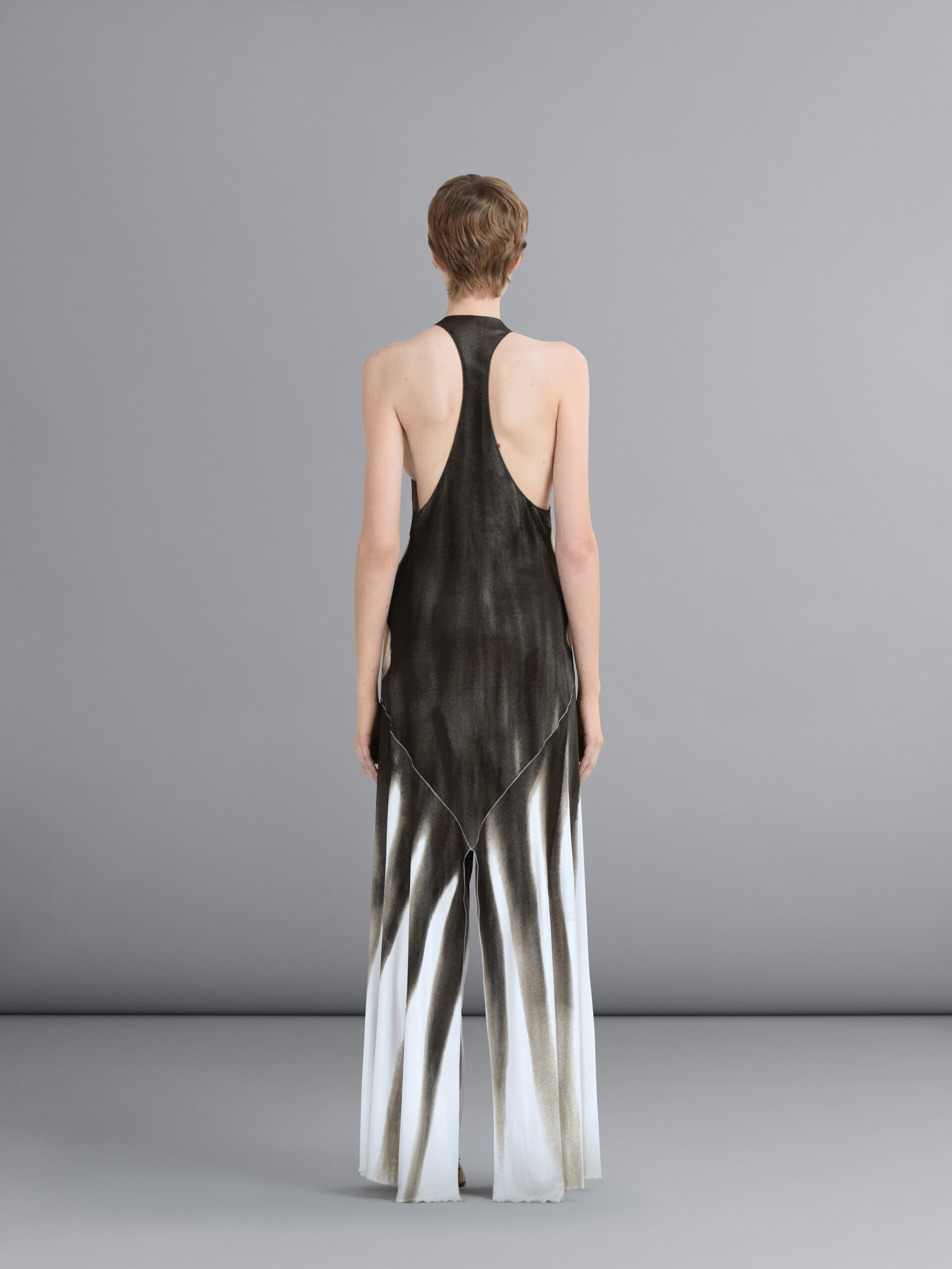 DRIPPING DAISY PRINT VISCOSE JERSEY LONG DRESS - 3