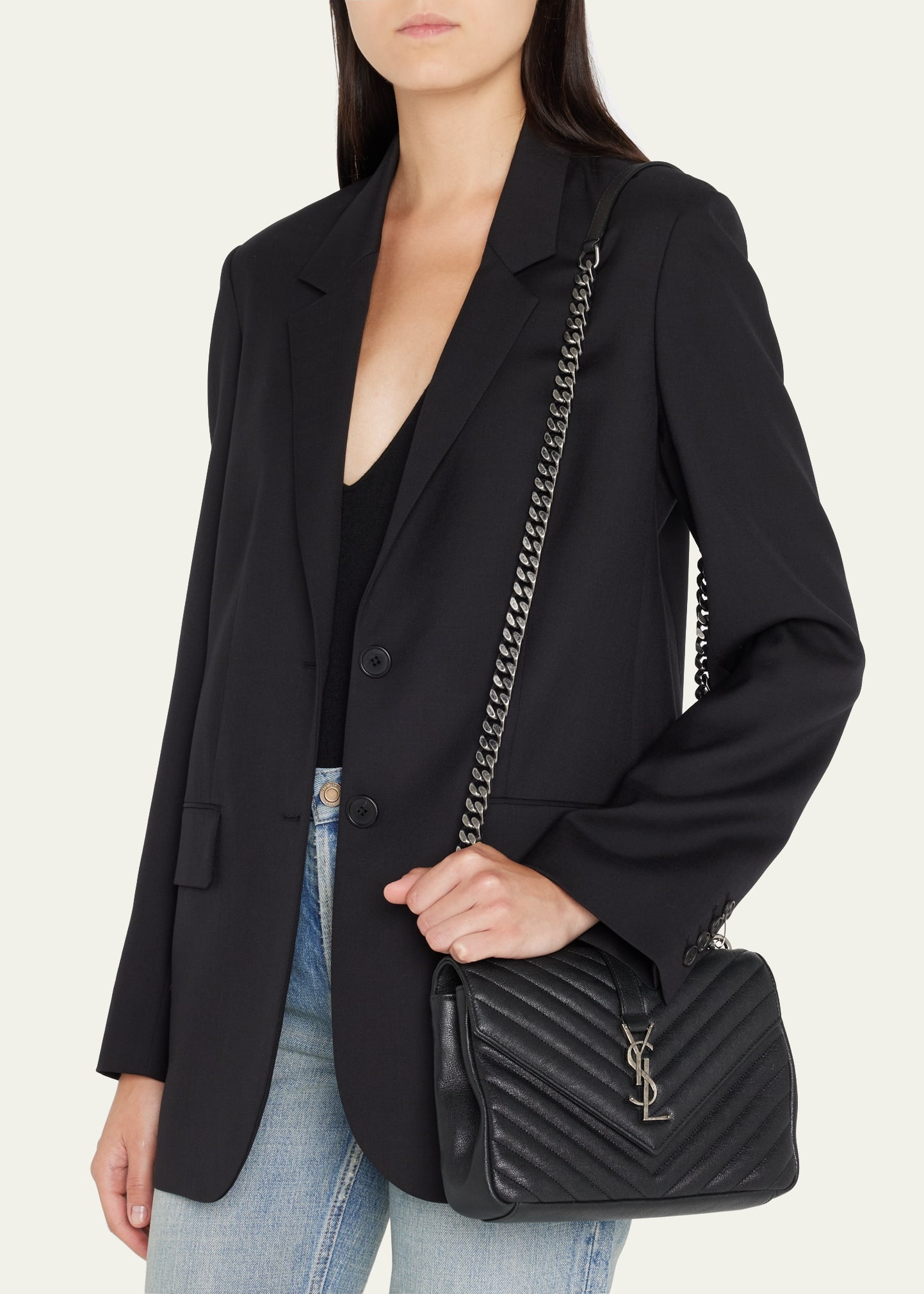 College Medium Matelasse Lambskin V-Flap Crossbody Bag - 2