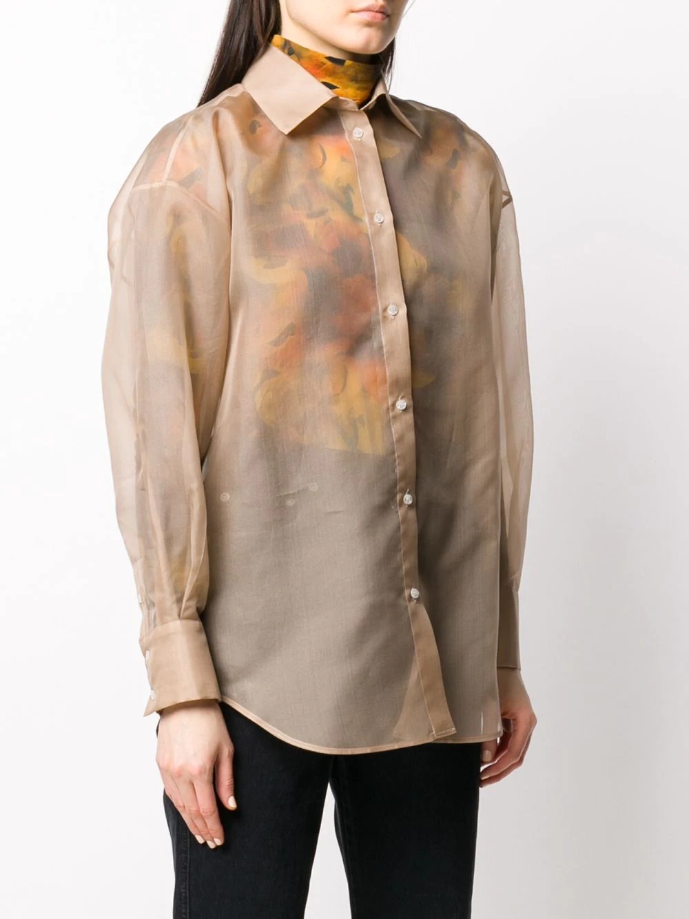 long-sleeved organza shirt - 3