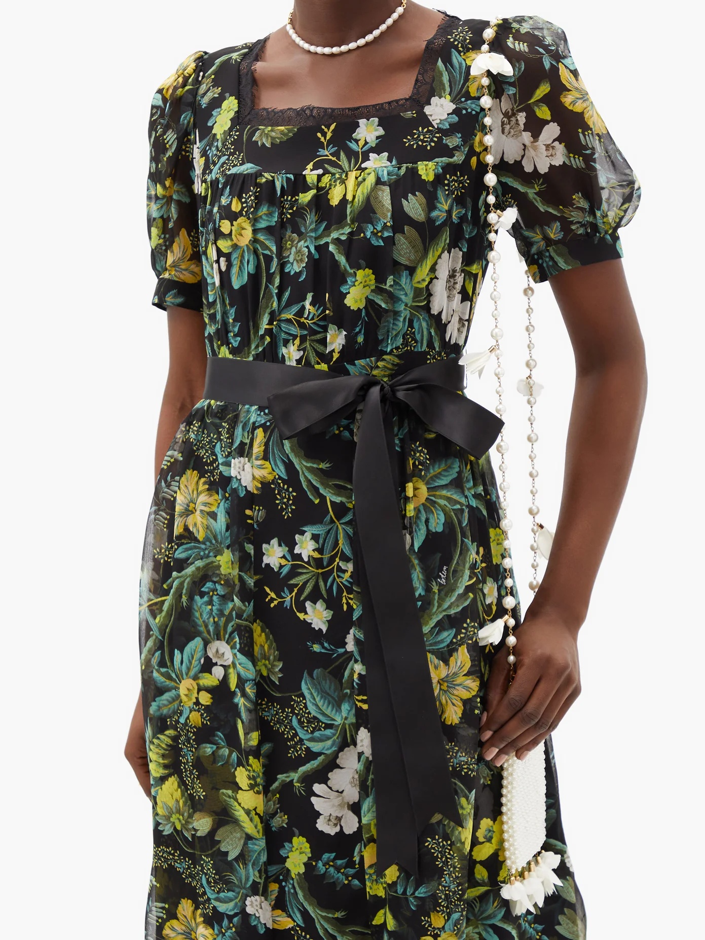 Florencia Ashcombe Forest-print silk gown - 4