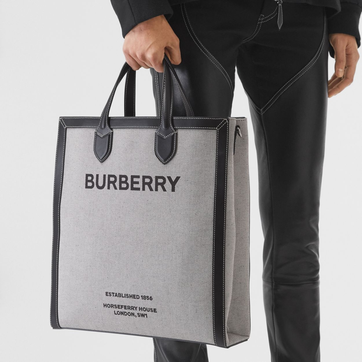 Horseferry Print Canvas and Leather Tote - 11