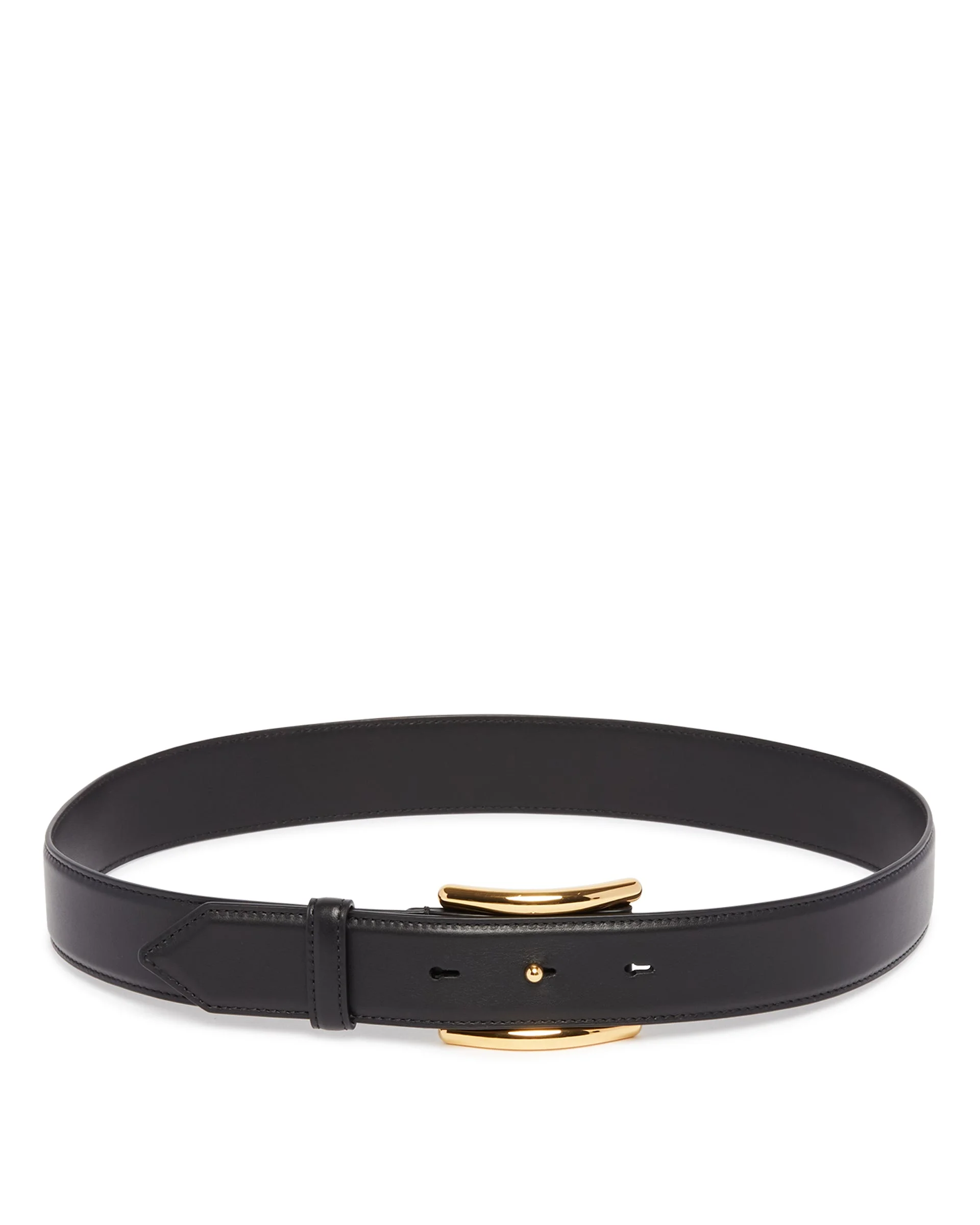 Black Curve Leather Belt - 1