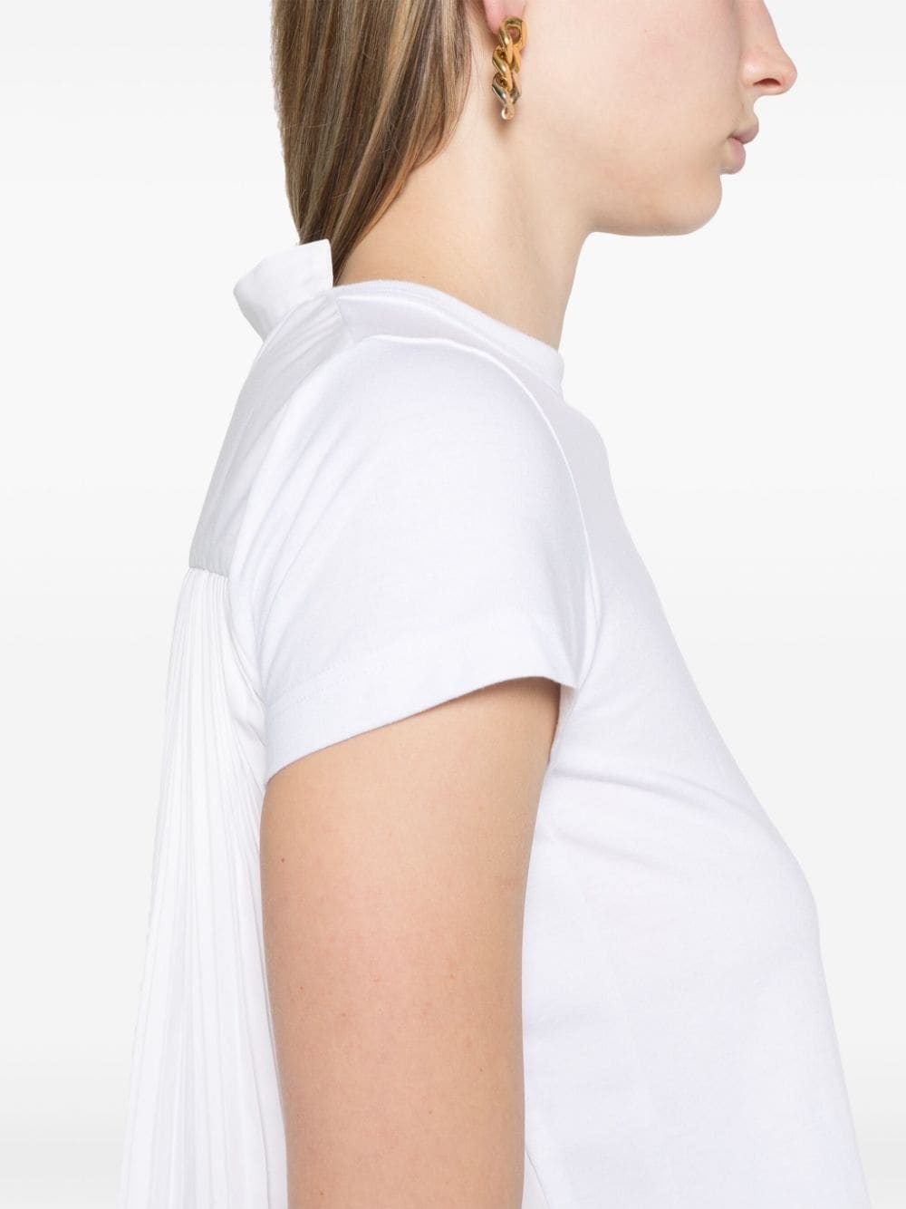 knife-pleats crew-neck T-shirt - 5