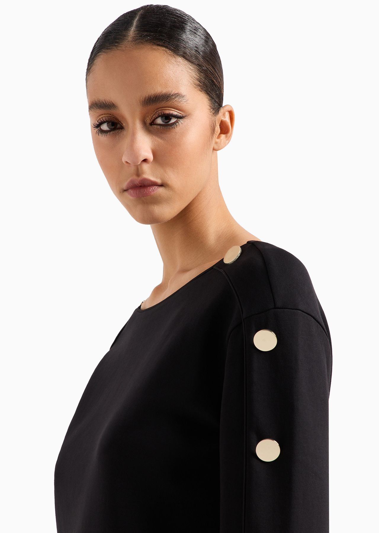 boat-neck sweatshirt with golden buttons - 5