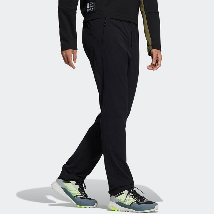 Men's adidas Lacing Elastic Waistband Slim Fit Sports Pants/Trousers/Joggers Black H13798 - 4