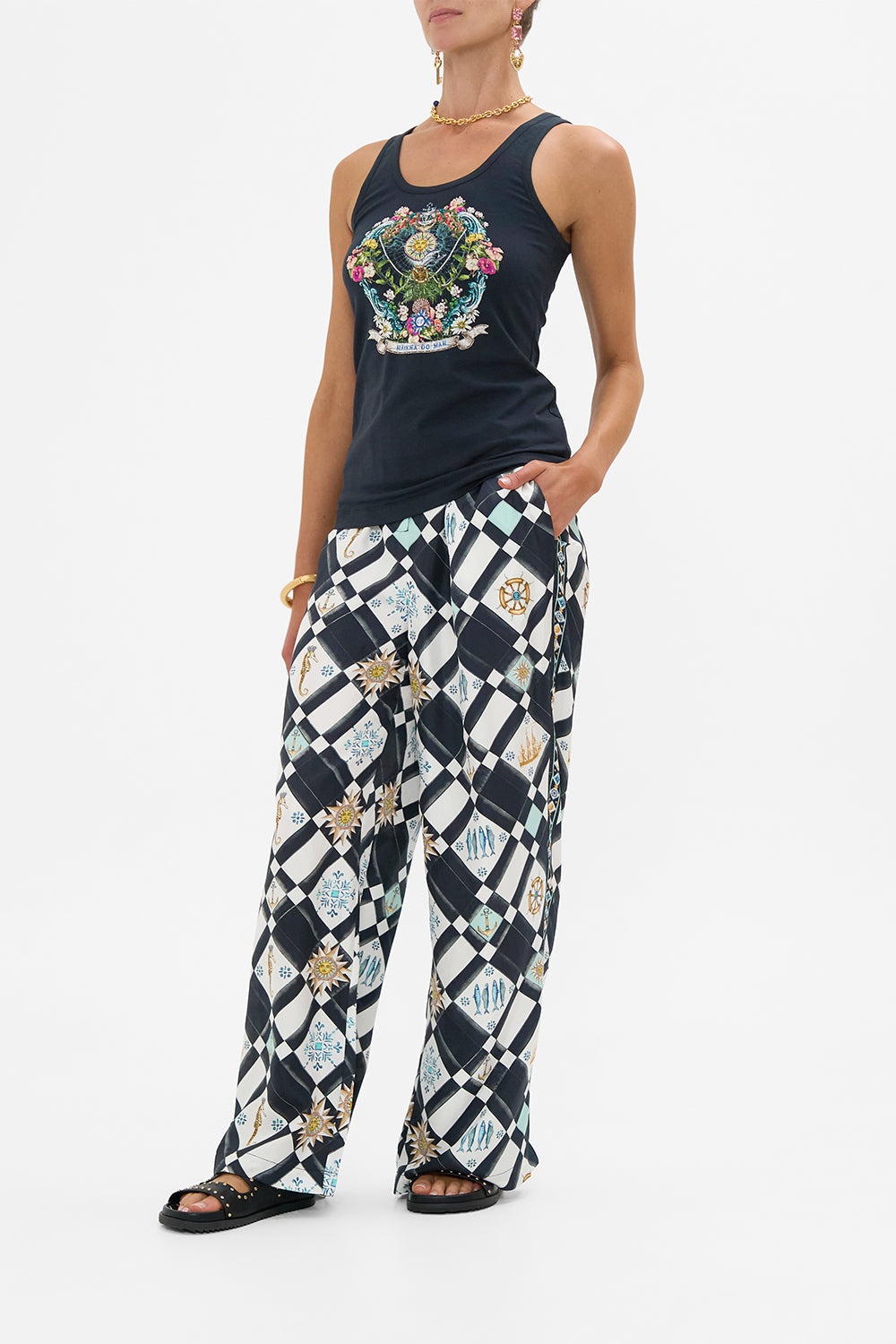 BUTTON FRONT LOUNGE PANT - 4