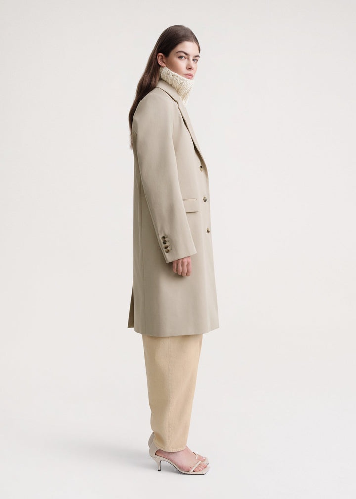 Tailored cotton-gabardine coat overcast beige - 4