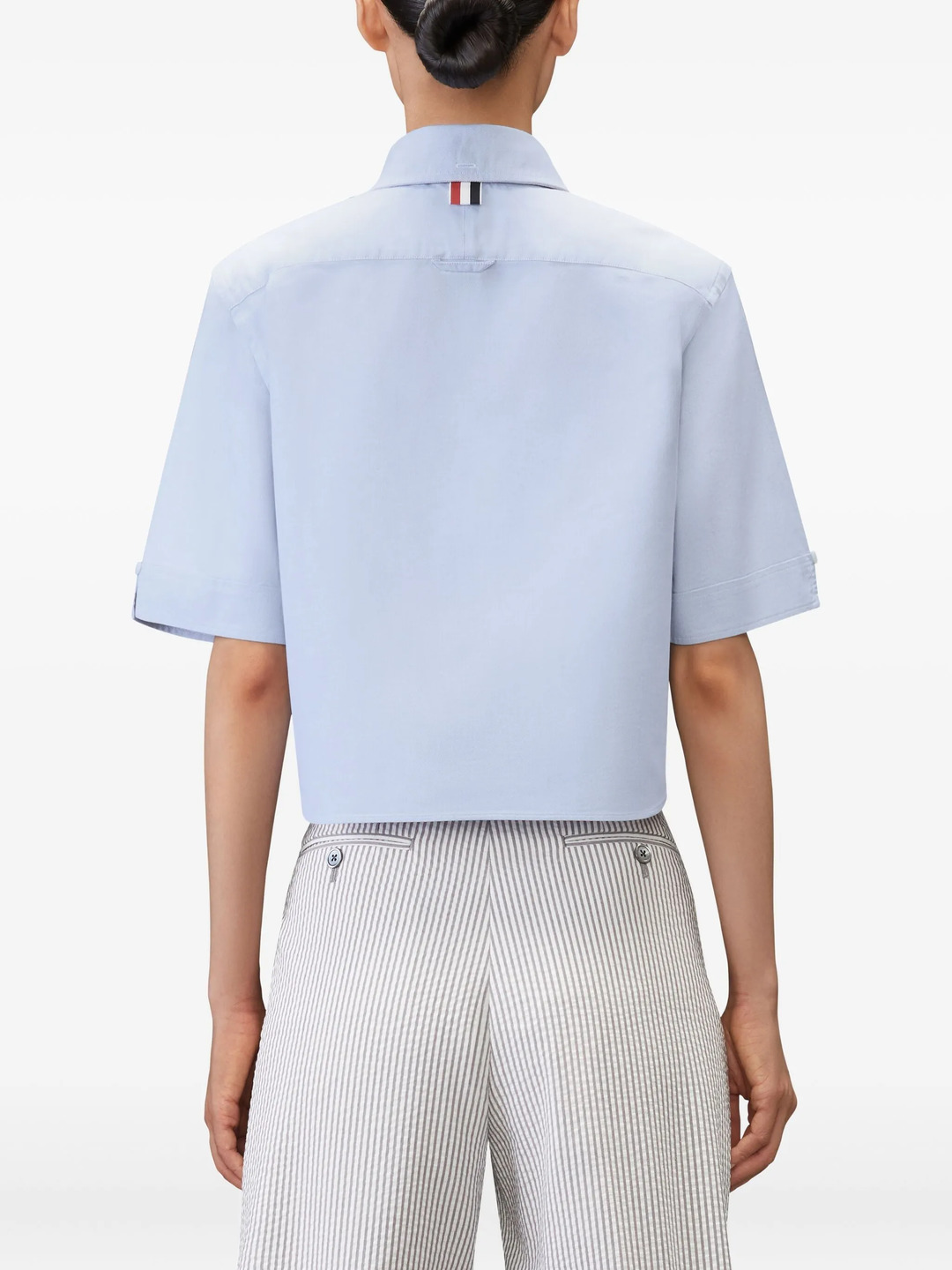 Oxford Cropped Short Sleeve Shirt Women - 4