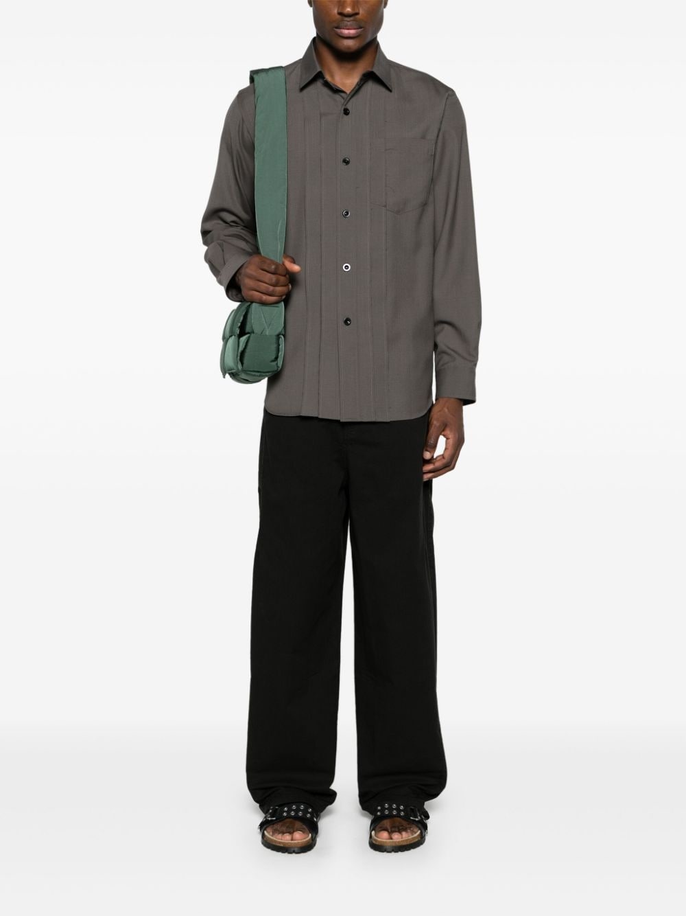 pleated button-up shirt - 2
