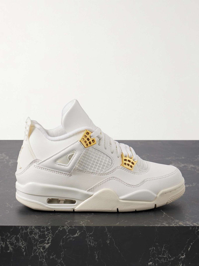 Air Jordan 4 Retro embellished rubber-trimmed leather high-top sneakers - 1