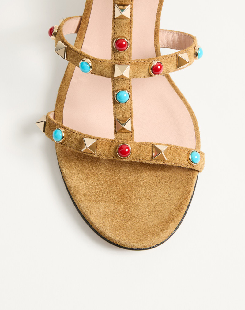 Valentino ROCKSTUD SLIDE SANDAL IN SUEDE WITH CABOCHON STONES 60MM outlook