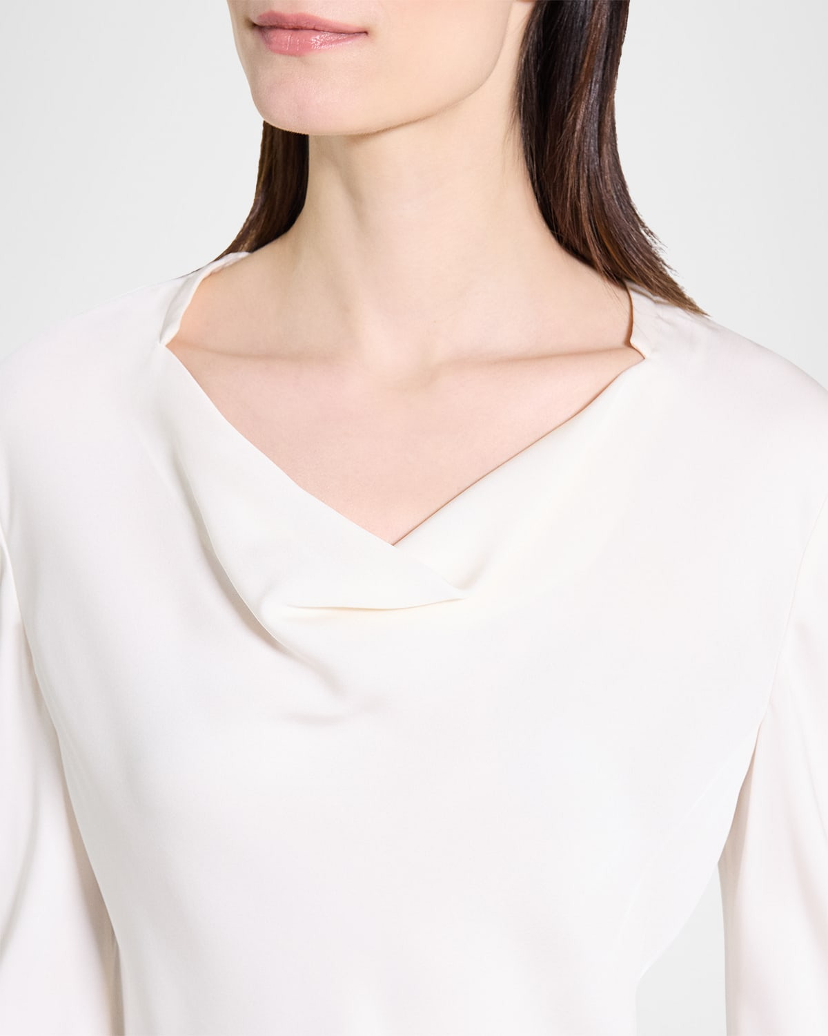 Draped Long-Sleeve Silk Blouse - 5