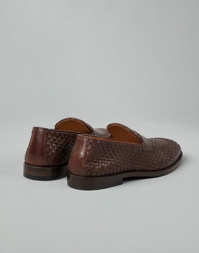 Brunello Cucinelli Woven calfskin penny loafers outlook