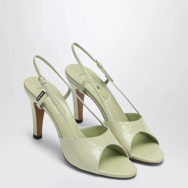 Miu Miu Pistachio-Colored Ayers Slingback Sandals Women - 1