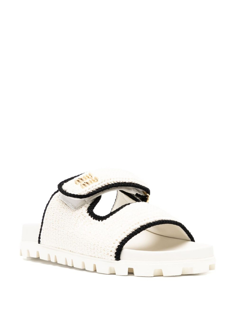 Miu Miu logo-plaque touch-strap slipers outlook