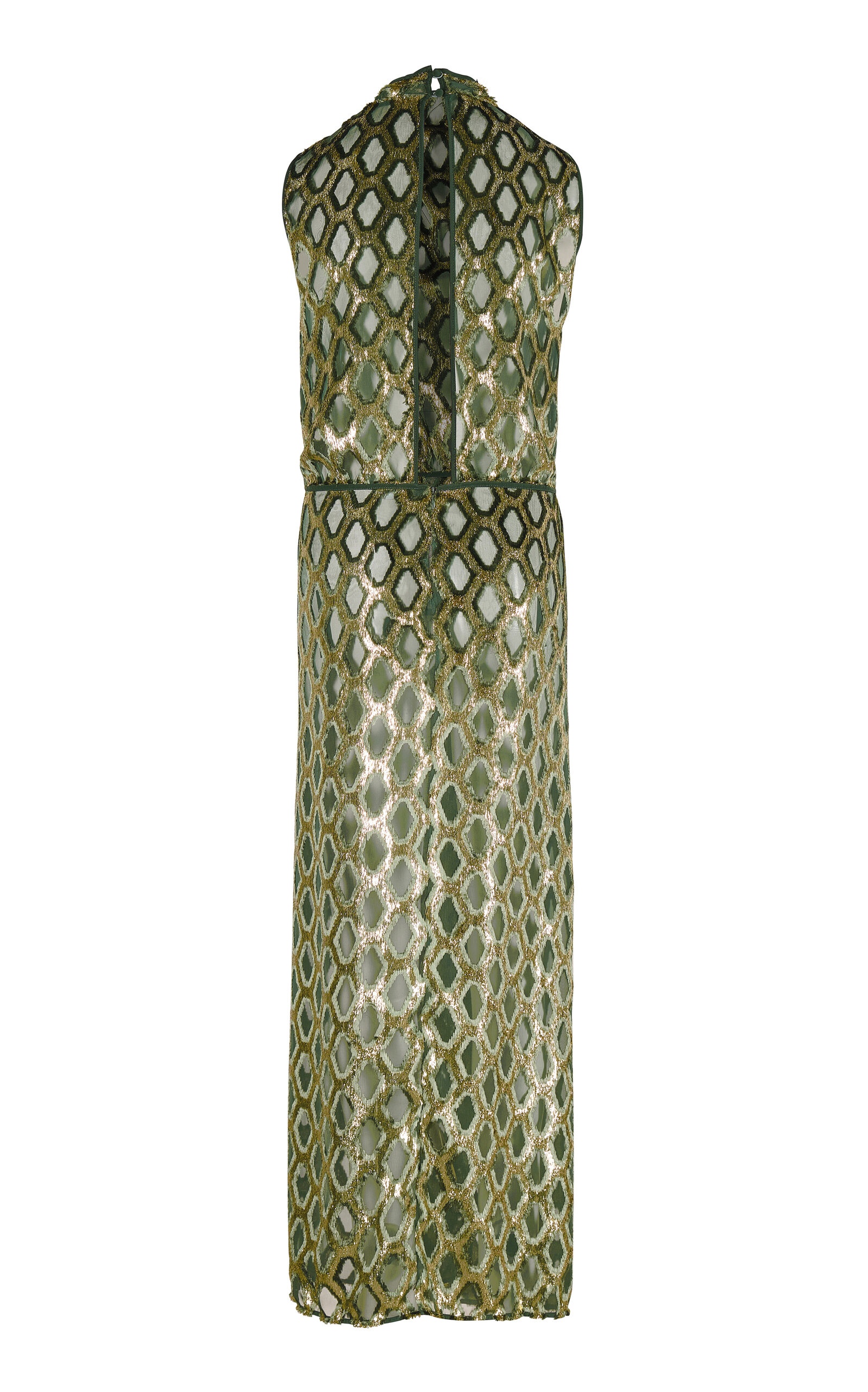 Vie De Boheme Metallic Semi-Sheer Silk Maxi Dress green - 11