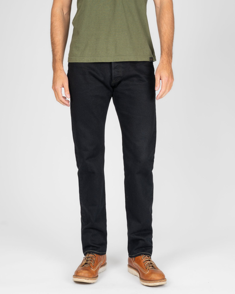 Iron Heart IH-888S-142OD 14OZ SELVEDGE DENIM RELAXED TAPERED CUT JEANS - INDIGO OVERDYED BLACK outlook