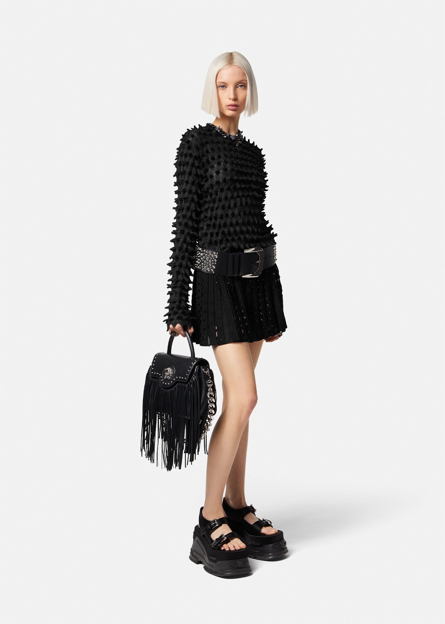 Spiked Textured Sweater - 2