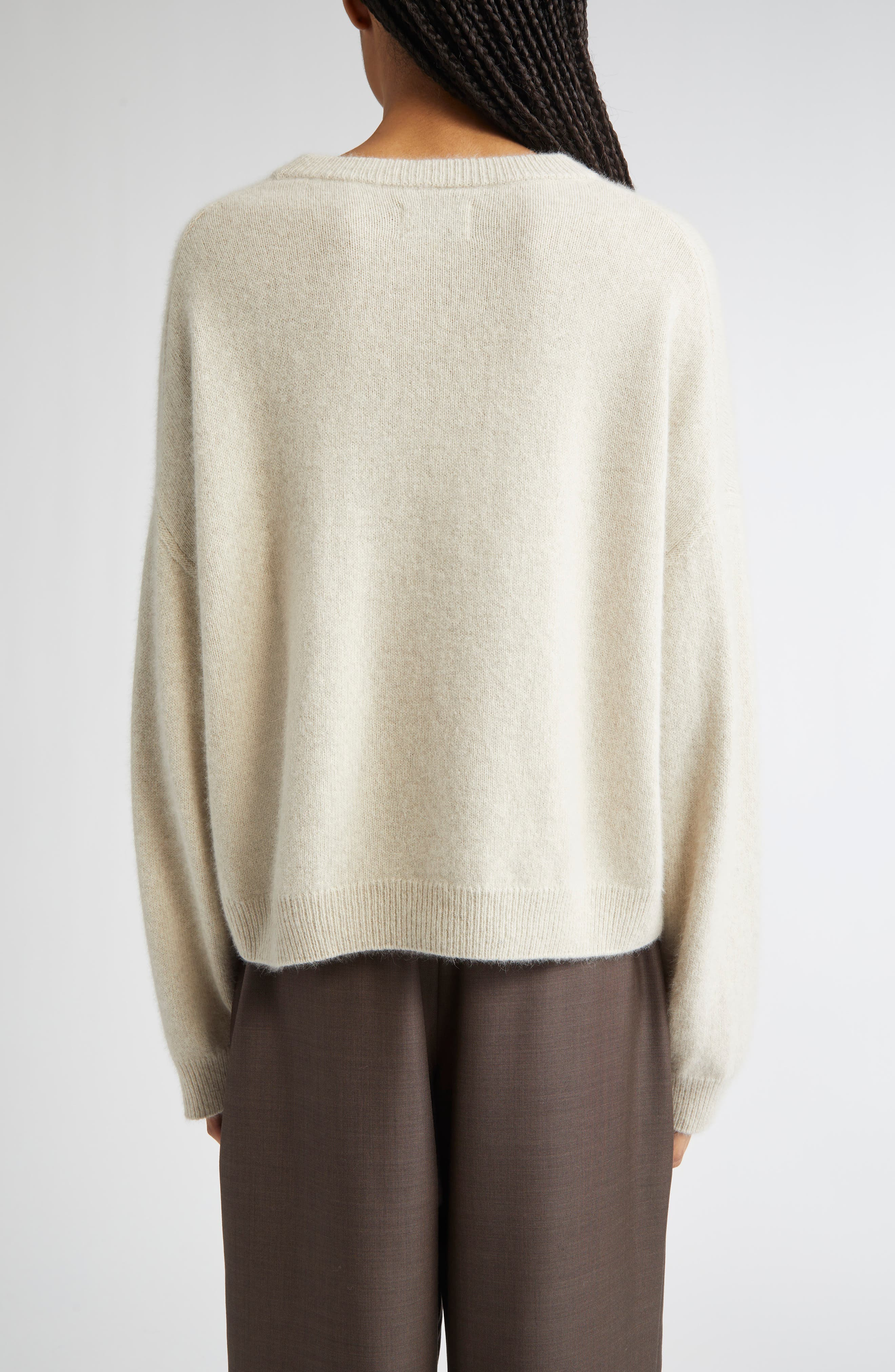 LOULOU DE SAISON Tristan Loose Fit Mercerized Wool & Yak Hair Blend Sweater in Stone Melange at Nord - 2