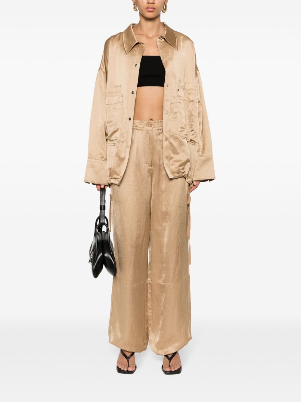 drawstring-hem shirt jacket - 2