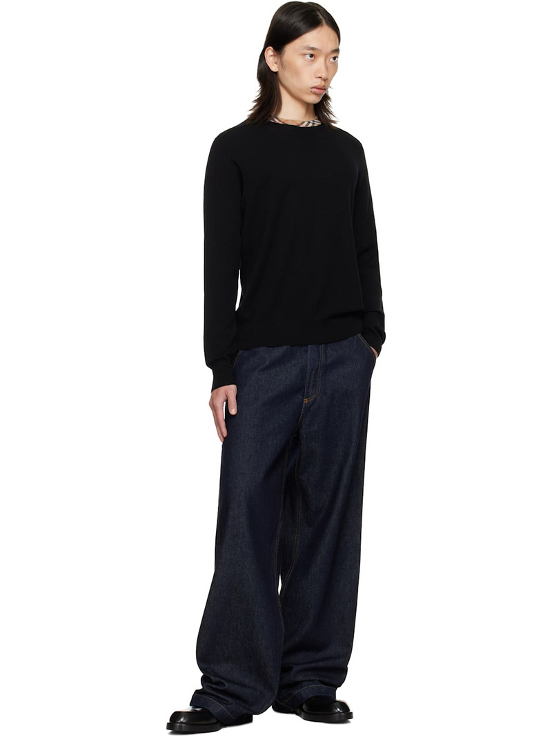 Burberry Black Check Trim Wool Sweater outlook