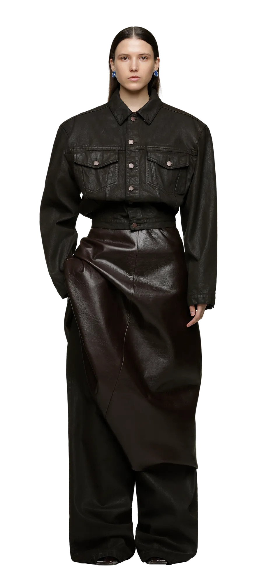 SHRUNKEN DENIM JACKET MUD - 3