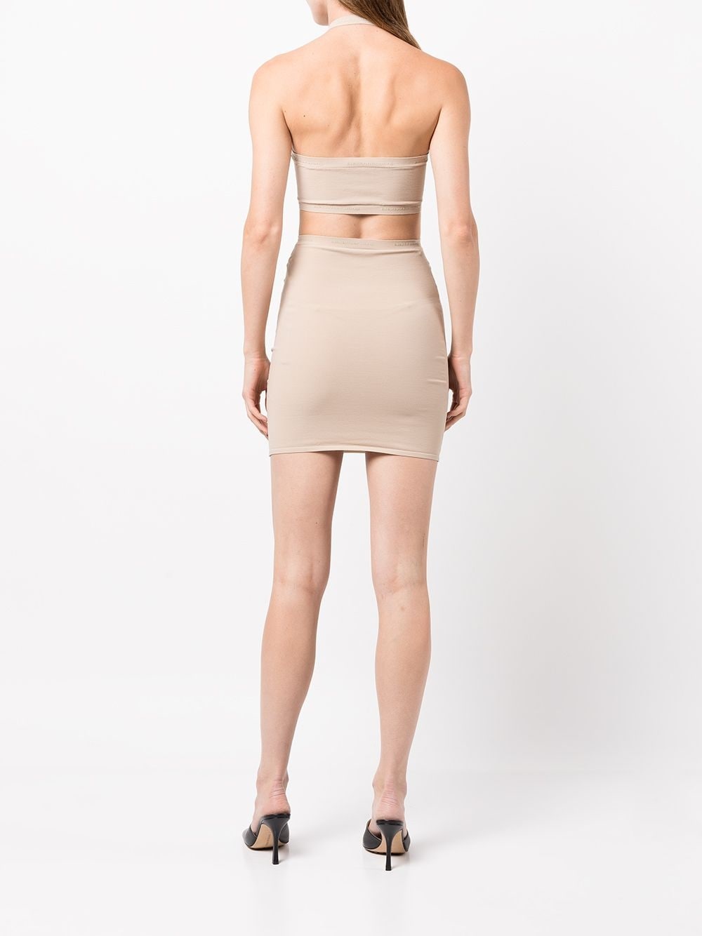 logo-trim halterneck dress - 4