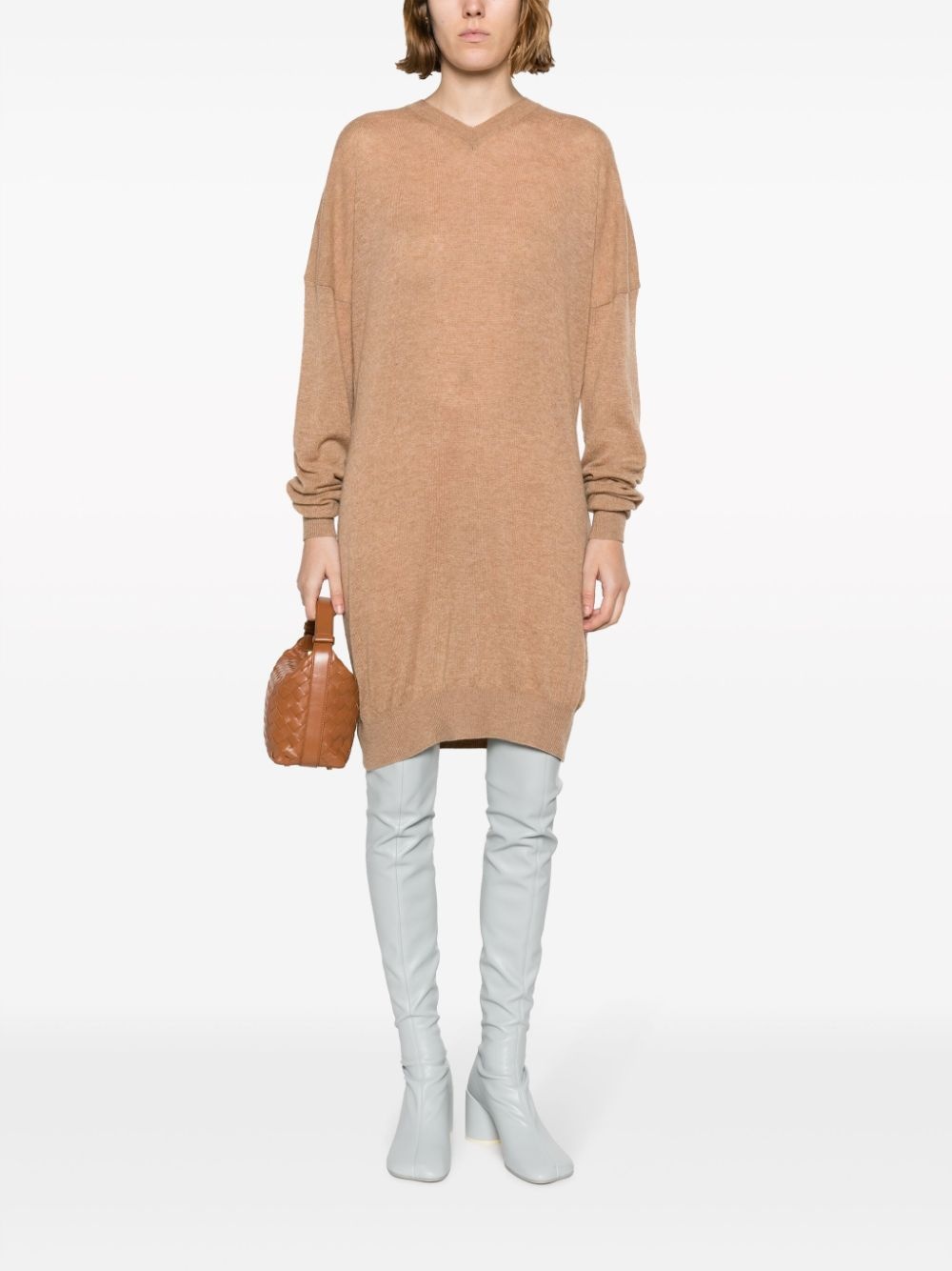 fine-knit V-neck jumper - 2