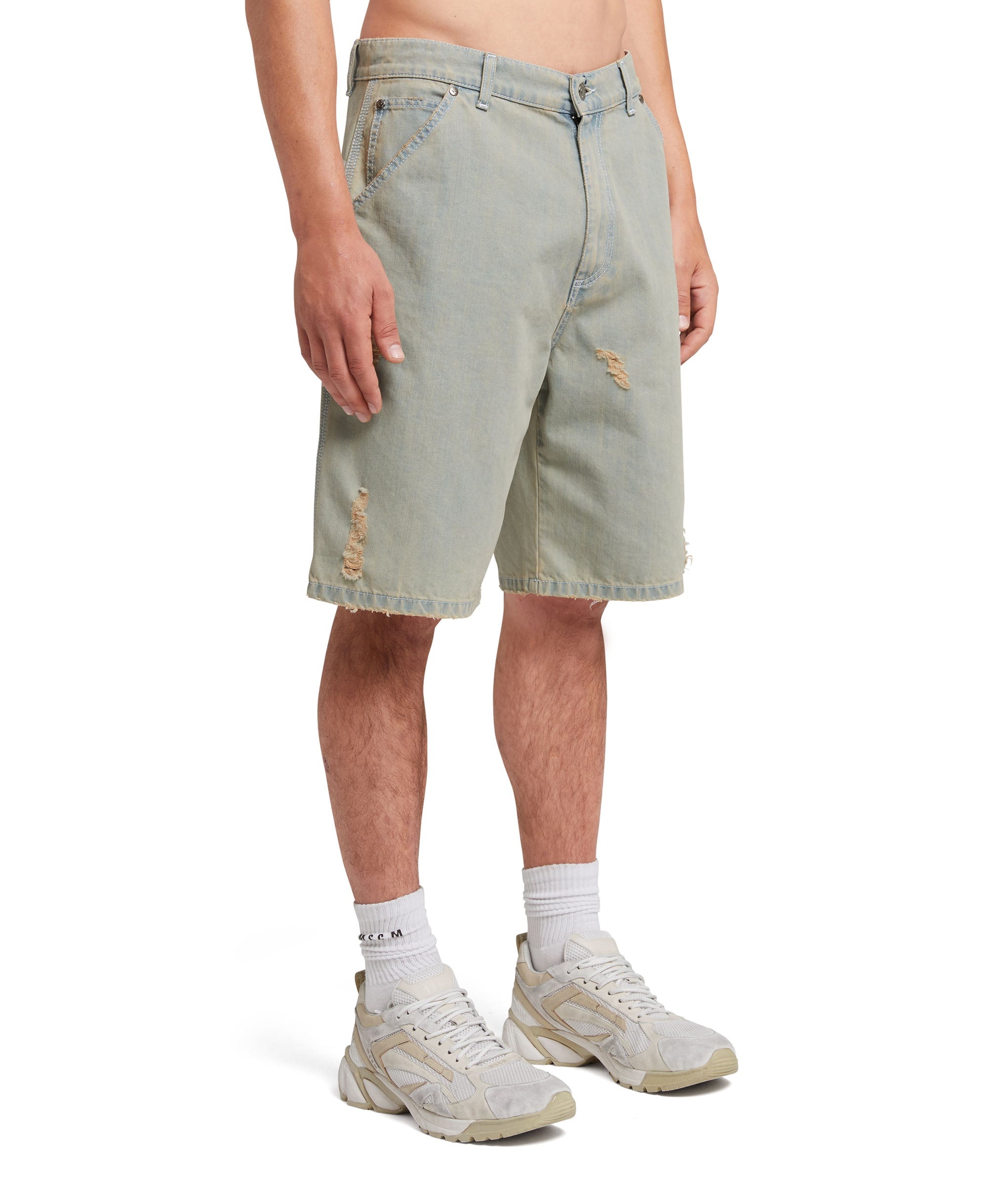 5 pocket light denim Bermudas with breaks - 4