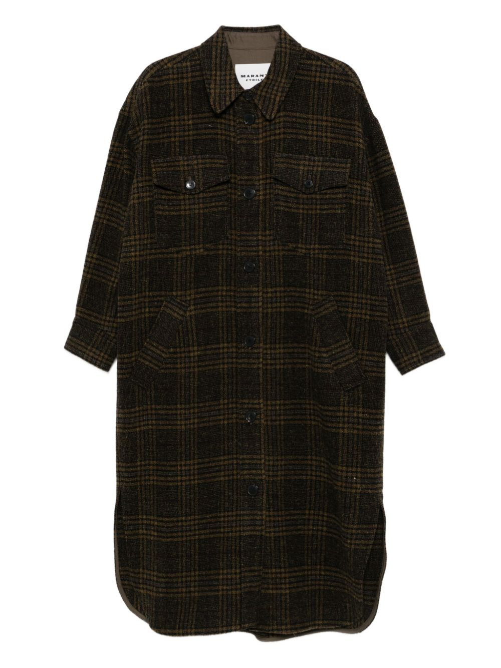 checked wool single-breasted coat - 1