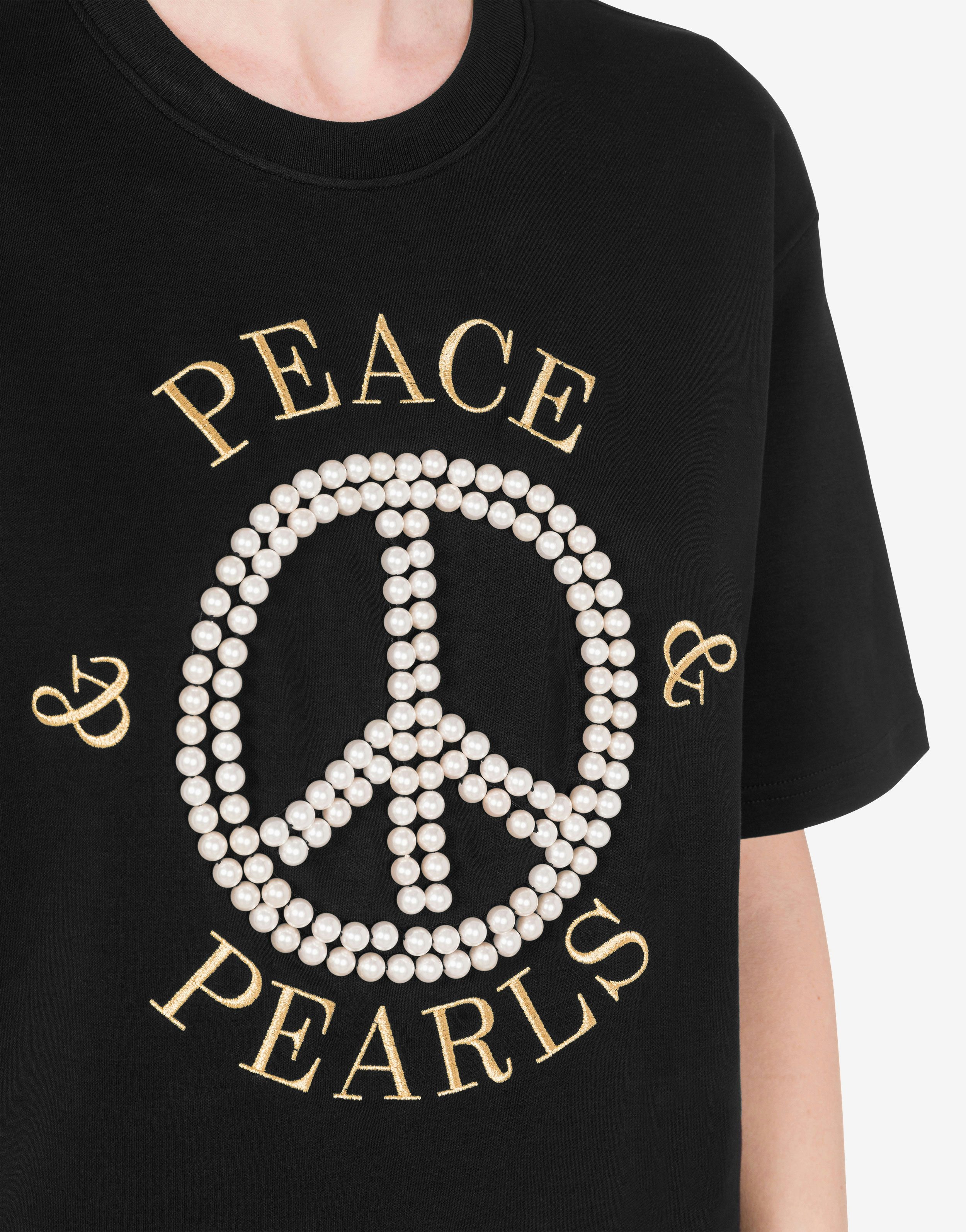 T-SHIRT IN INTERLOCK COTTON PEACE & PEARLS - 4