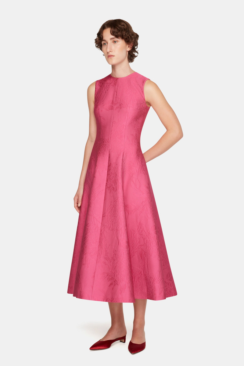 EMILIA WICKSTEAD Mara Dress In Hot Pink Embossed Cloque outlook