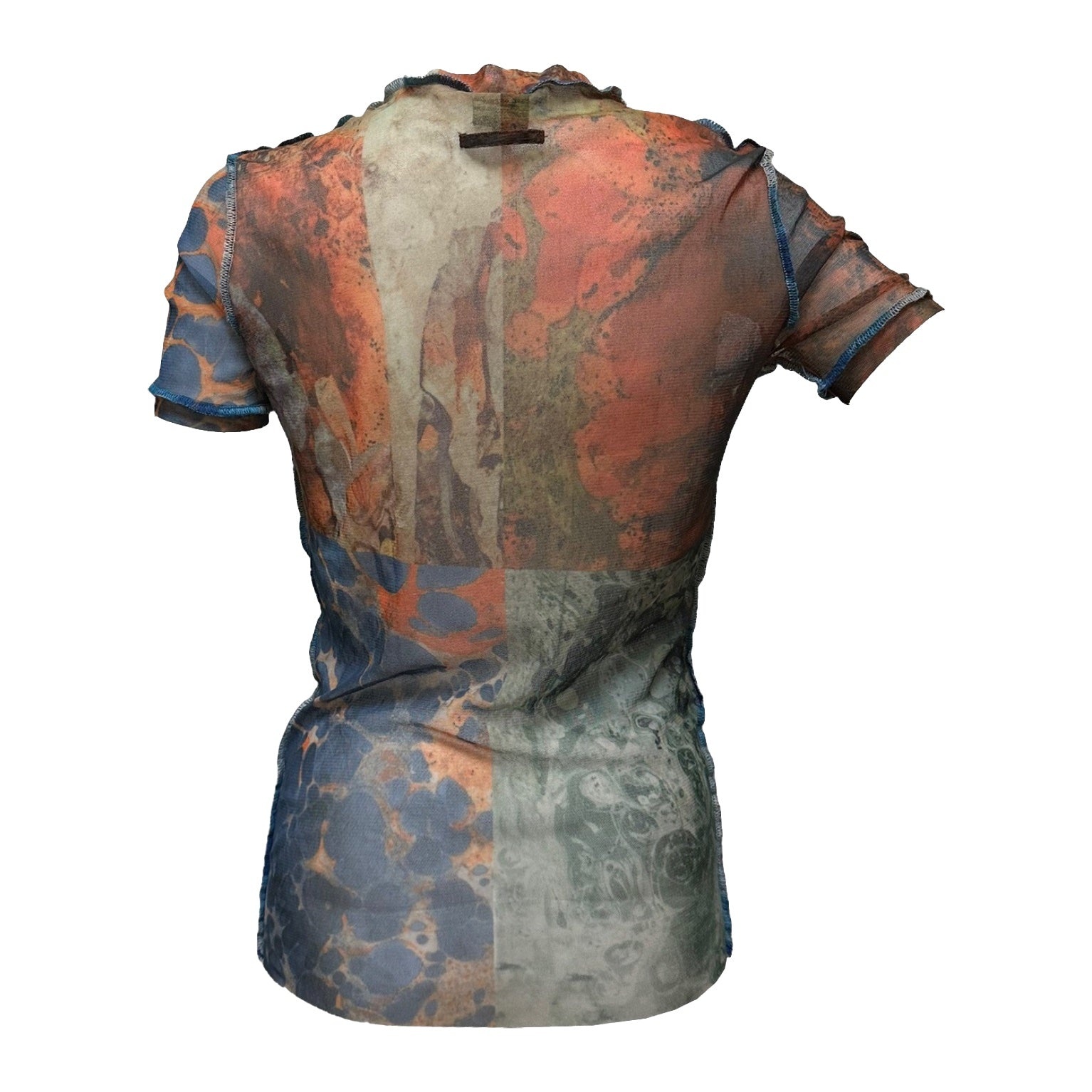JEAN PAUL GAULTIER HOMME Spring Summer 2000 Psychedelic Bacteria Print Mesh T-Shirt - 2