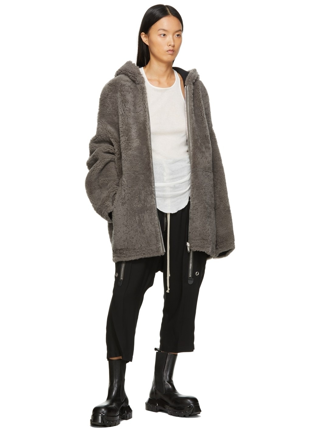 Reversible Black & Grey Shearling Peter Jacket - 5