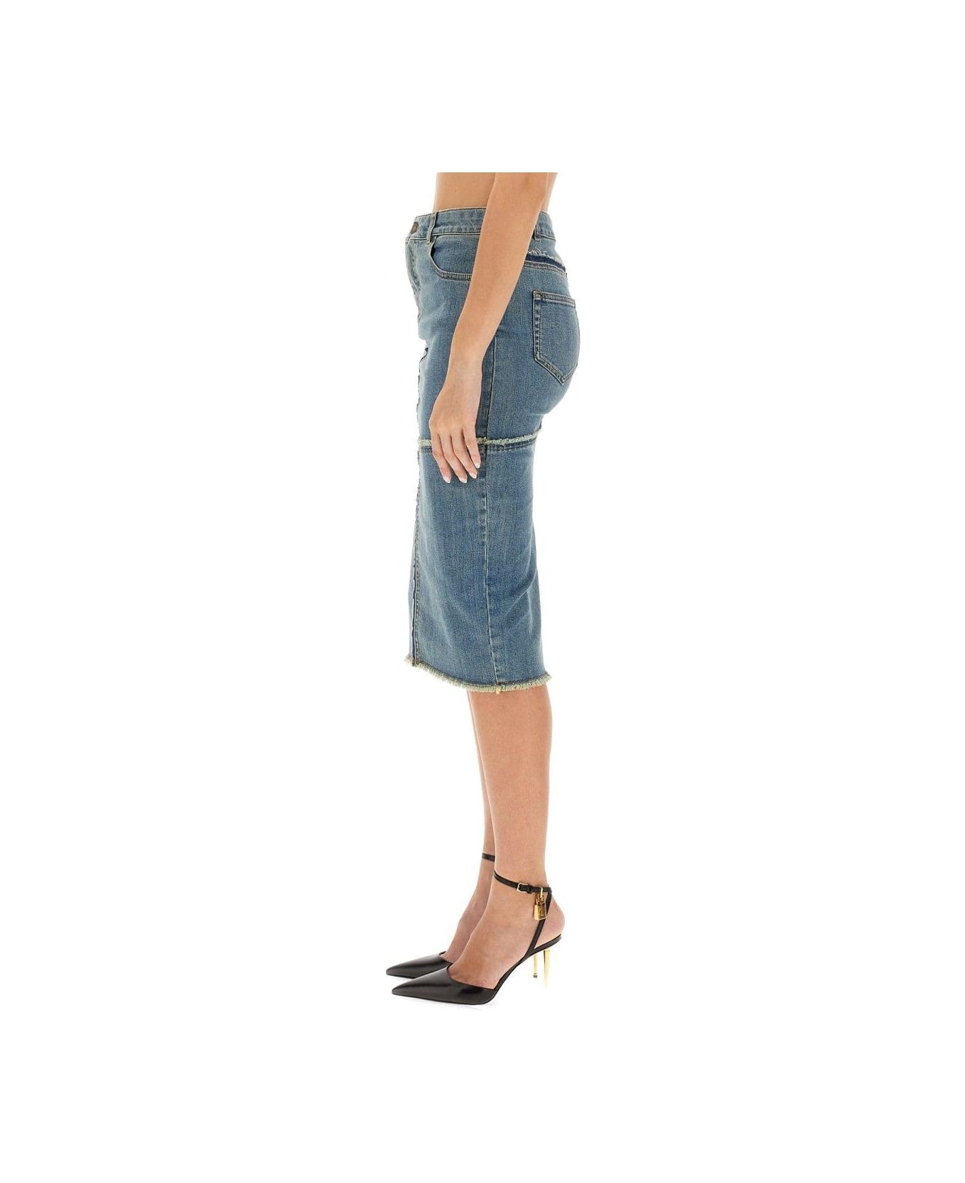 Denim Midi Skirt - 3