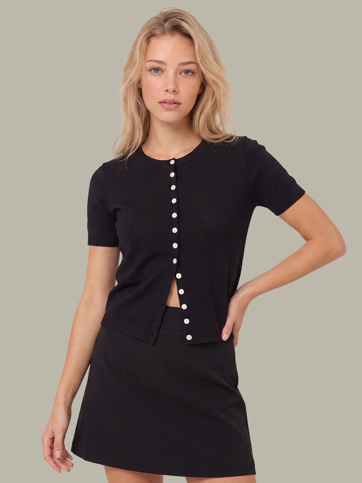 Anita: Silk Button Front Cardigan - 1