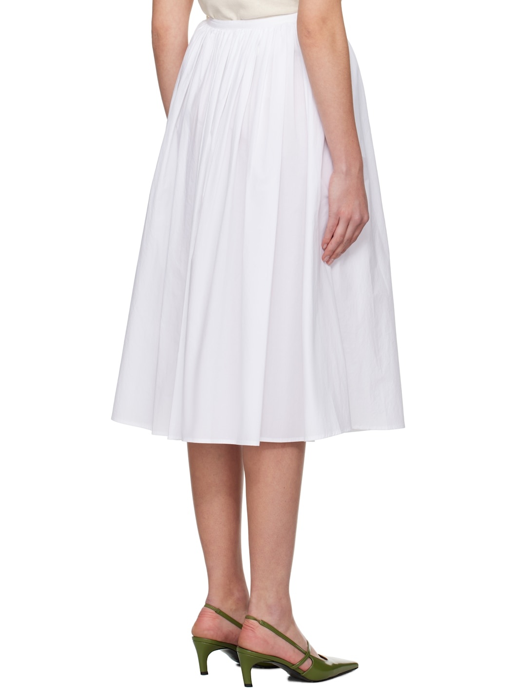 White Serto Gathered Midi Skirt - 3