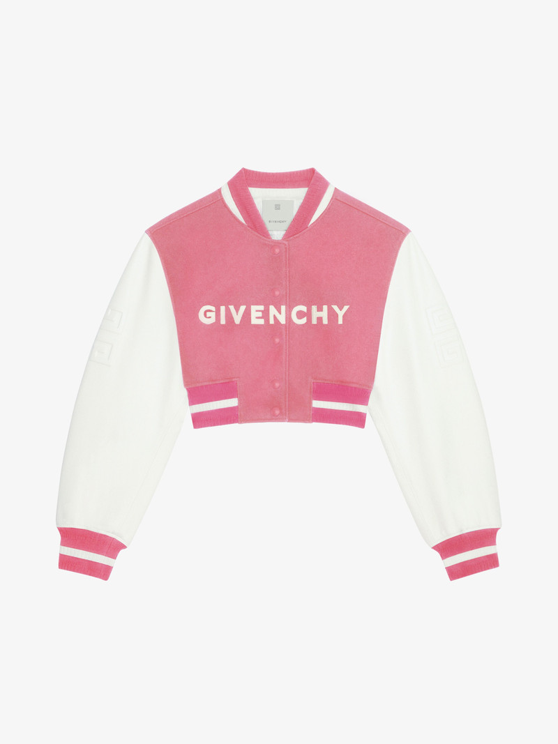GIVENCHY CROPPED VARSITY JACKET IN WOOL AND LEATHER 1