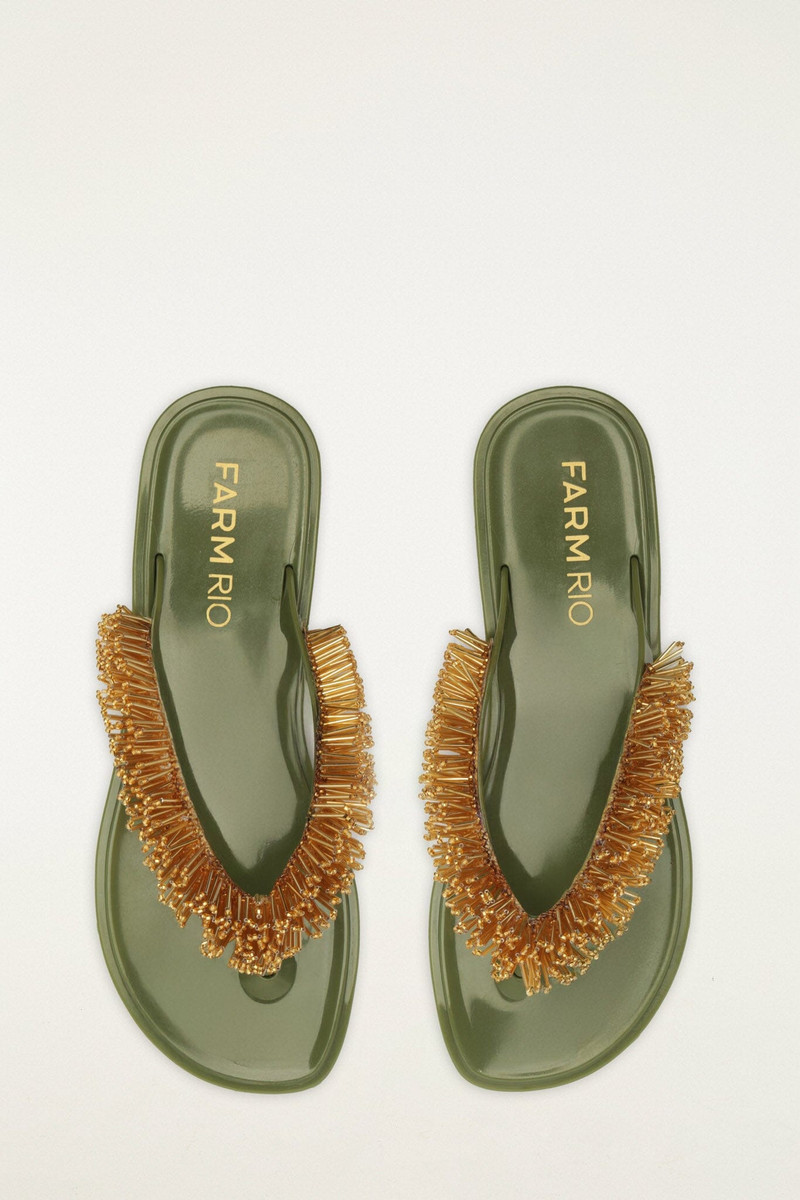 Green Beaded Splash Jelly Sandal 3