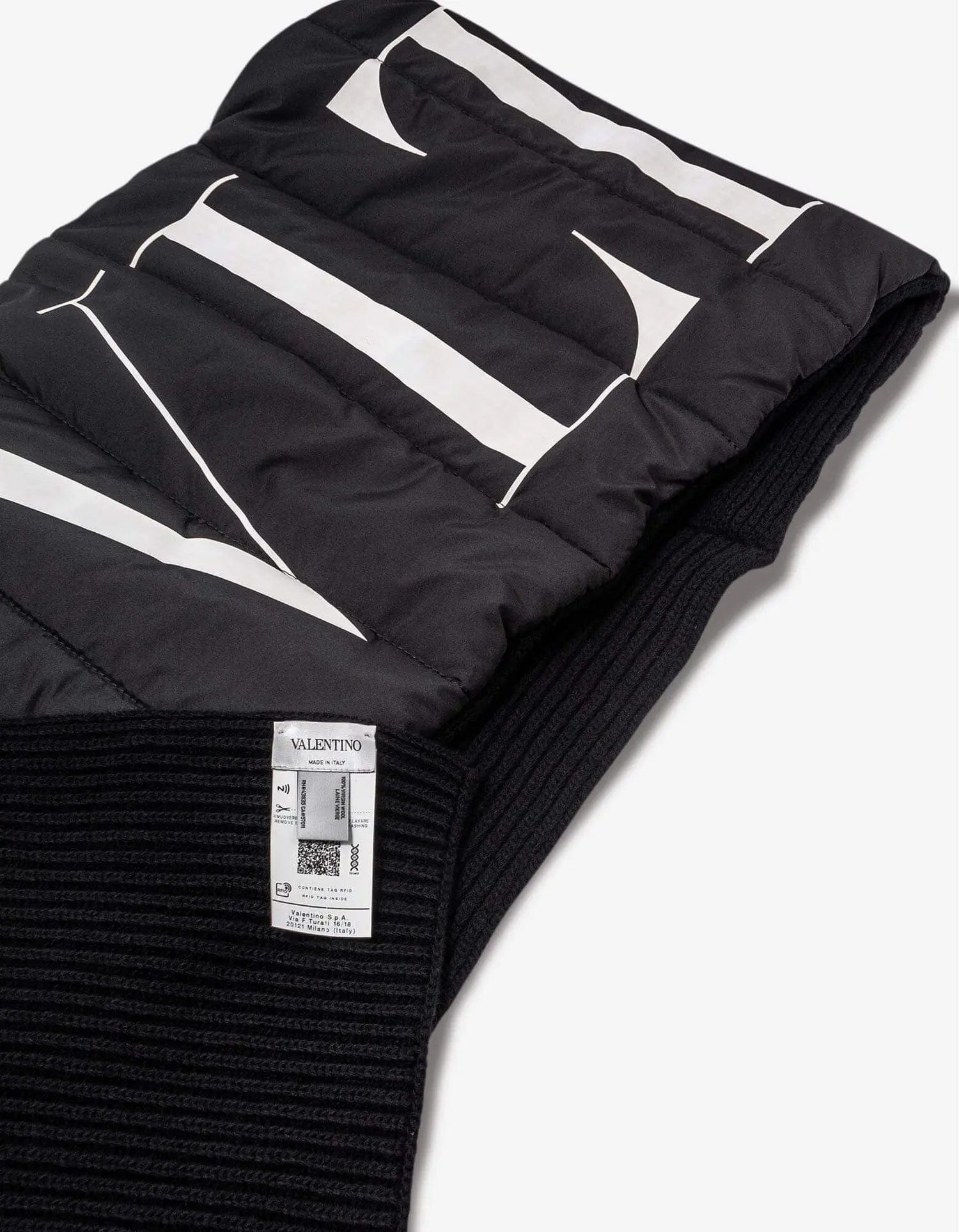 Valentino Black Padded Logo Scarf - 4