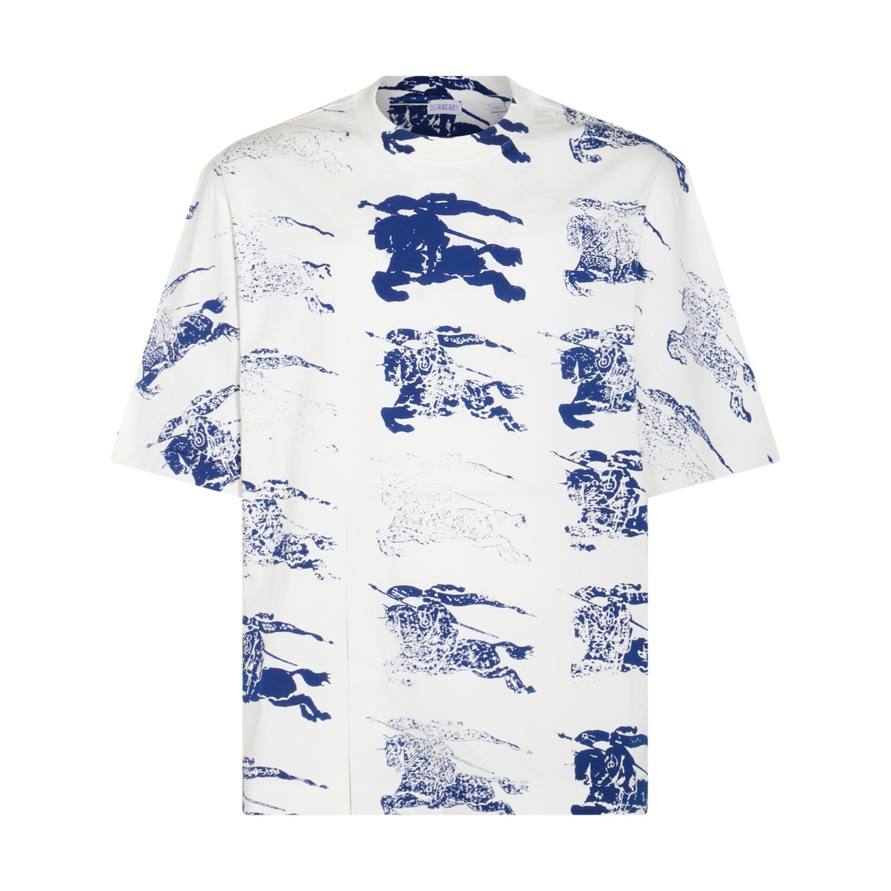 white and blue cotton t-shirt - 1