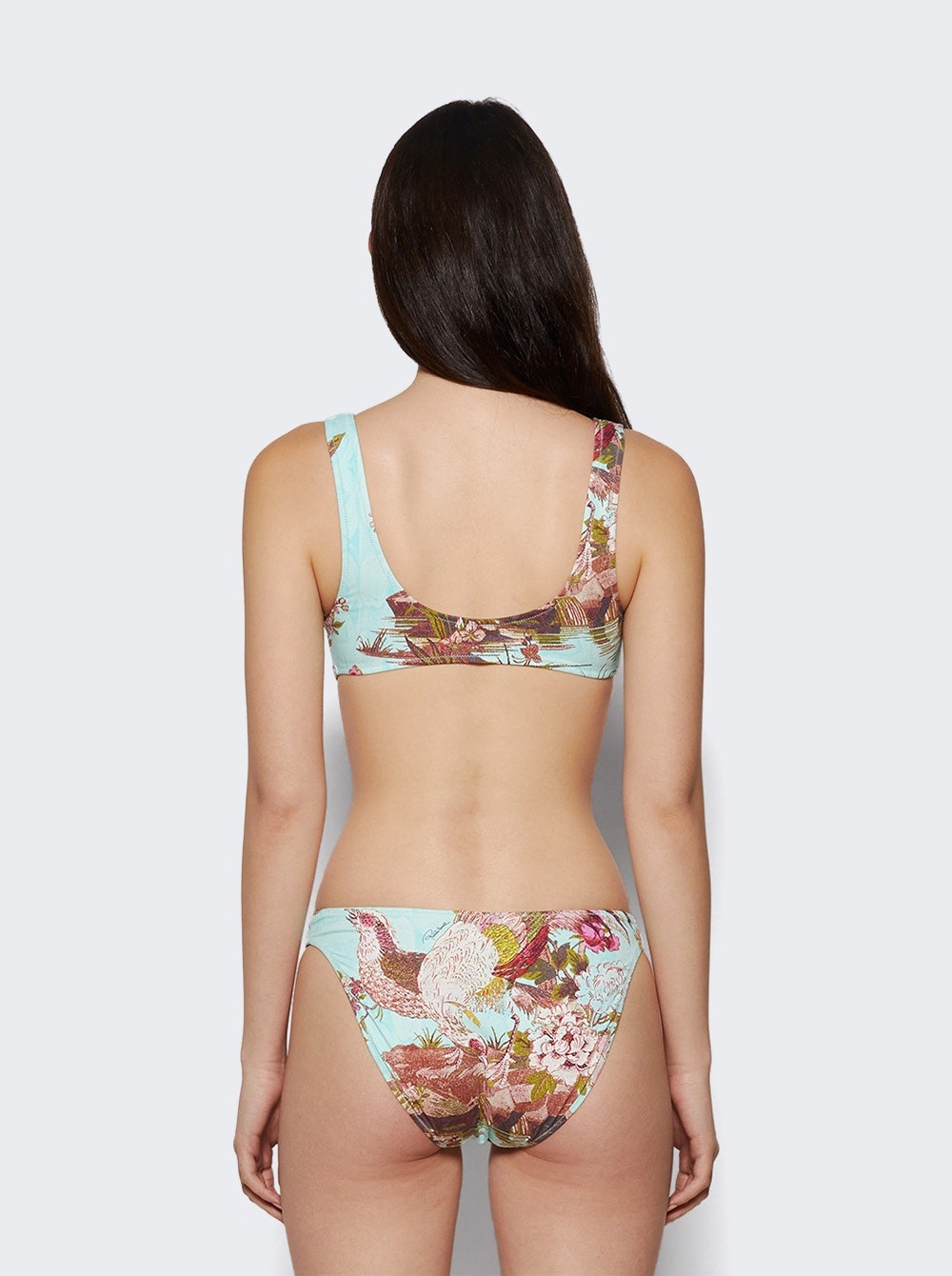 X Roberto Cavalli Plunge Bikini Top Fagianella Print - 4