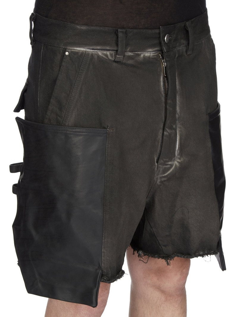 Stefan Straight-Leg Leather and Denim Shorts 4