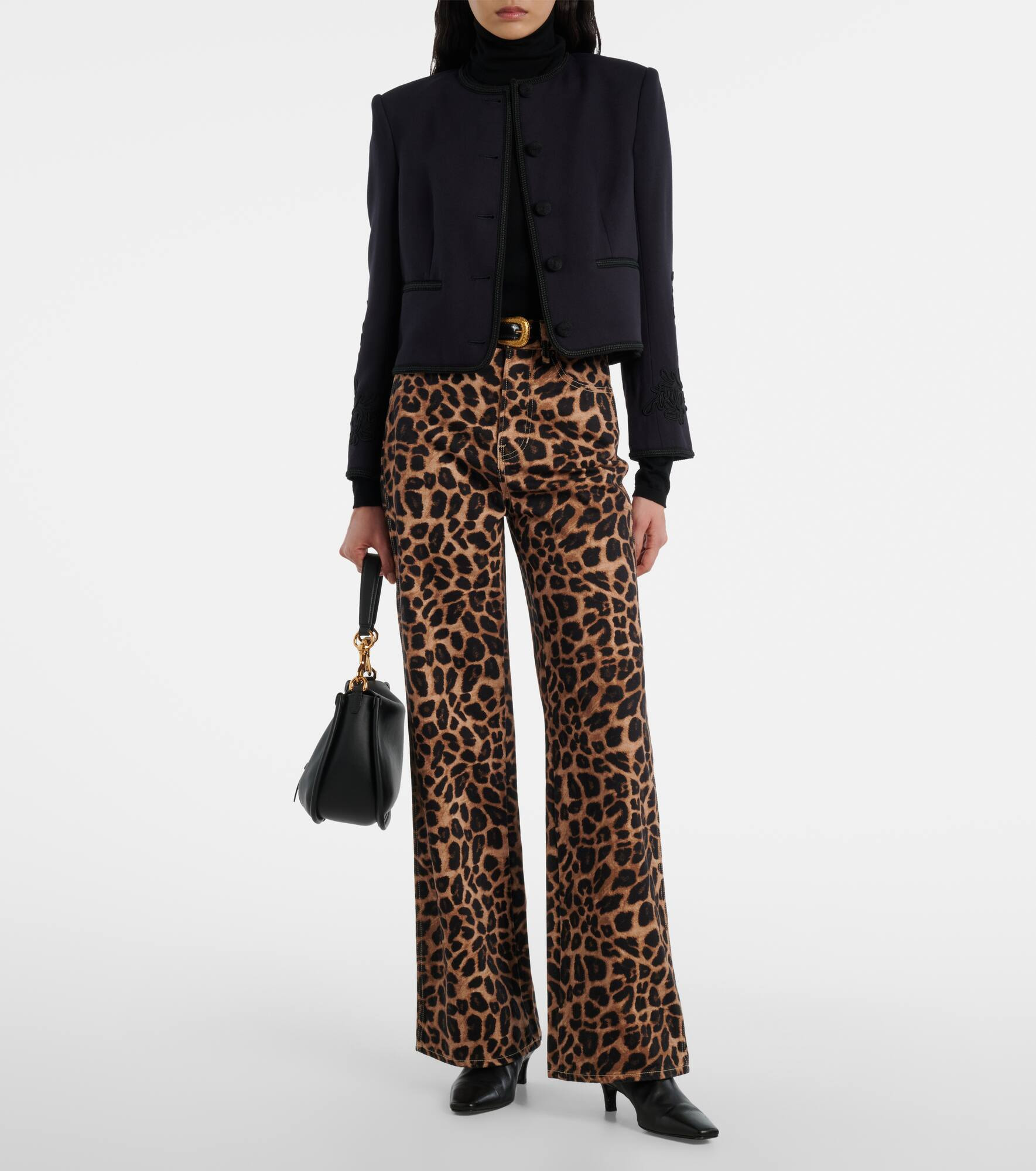Leopard-print high-rise wide-leg pants - 2
