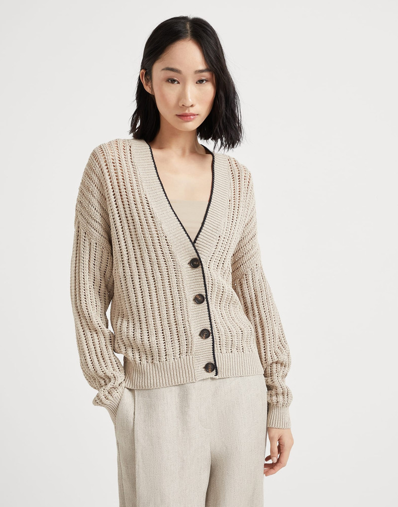 면 openwork 늑골 cardigan 와 monili 1
